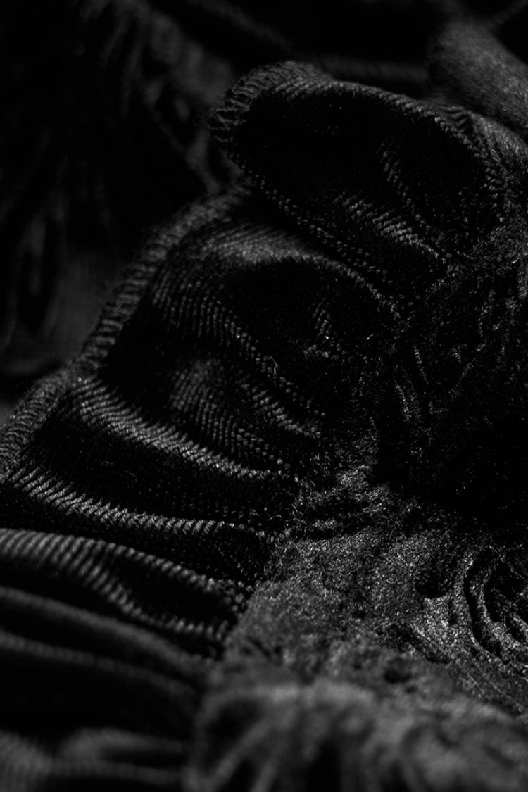 Black Long Sleeves Hollow Embroidery Slim Women's Gothic Blouse - Product - 6