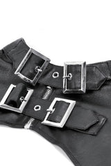 Black PU Leather Long Sleeves Buckled Strap Zippered Women's Punk Shrug - Product - 12