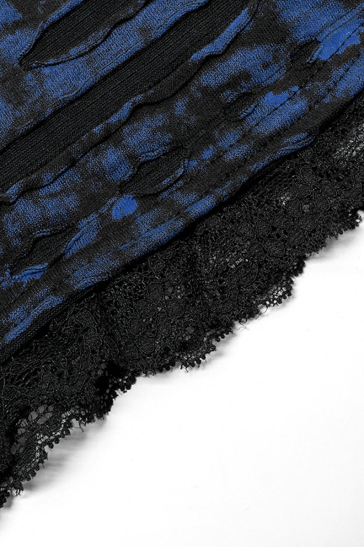 Abstract Print Stitching Lace Ripped Women's Gothic Skirt 2 Colors - Product - 6