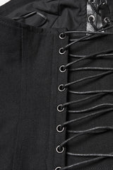 Black Sleeveless Lace-Up Side Zipper Pleated Women's Punk Corset - Product - 7