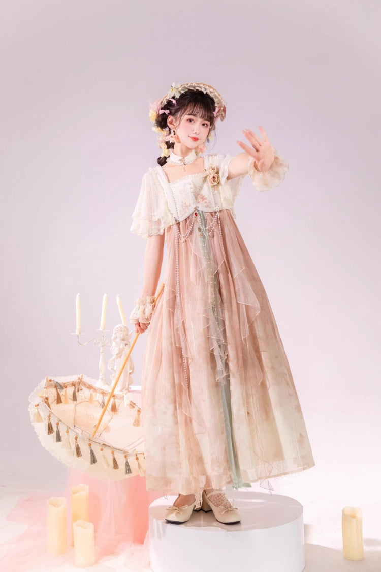 Multi-Color Ruffle Lace Sweet Chinese Style Elegant Princess Lolita Jsk Dress Set - Product - 6