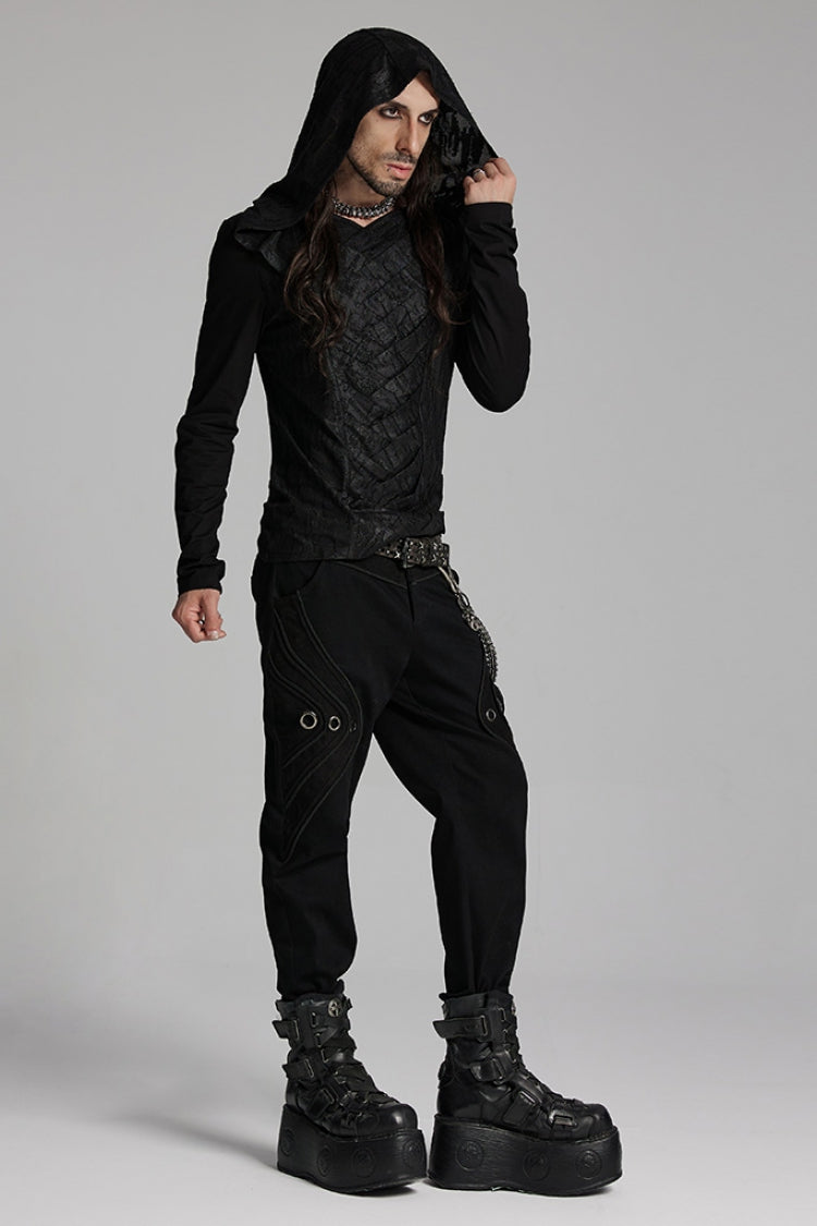 Black Men's Gothic Ring Skull Pants - Product - 4