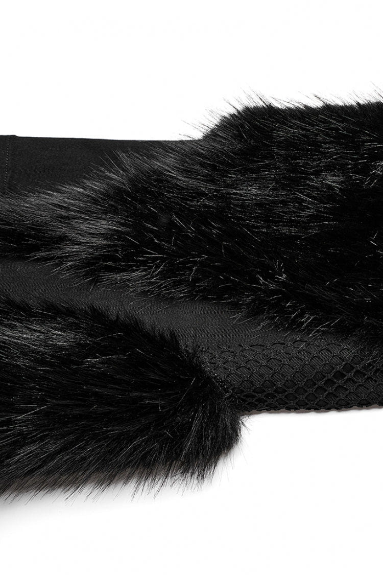 Black Eyelet Stitching Metal Mesh Women's Steampunk Fluffy Pants - Product - 7