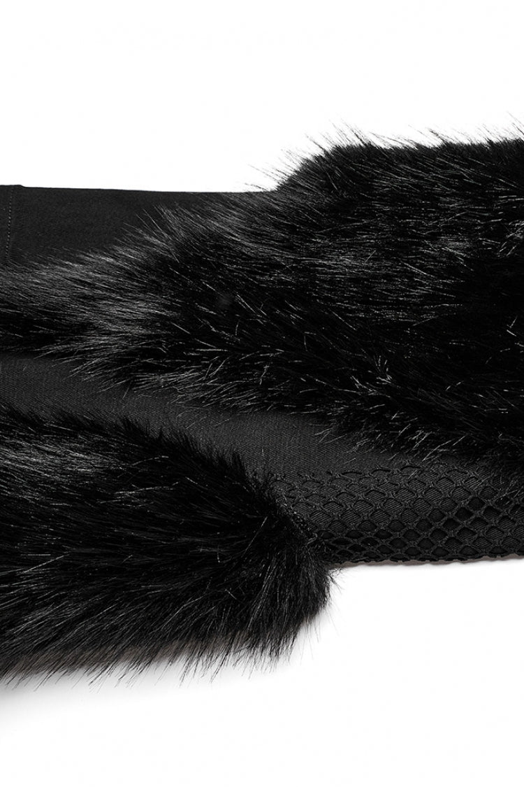 Black Eyelet Stitching Metal Mesh Women's Steampunk Fluffy Pants - Product - 7