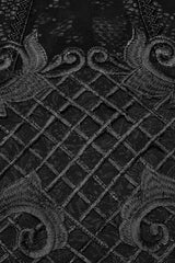 Black Off Shoulder Print Stitching Irregular Mesh Women's Gothic Dress - Product - 6