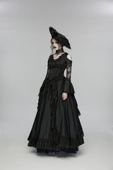 Black Jacquard Lace-Up Slim Women's Gothic Tassels Corset - Product - 4