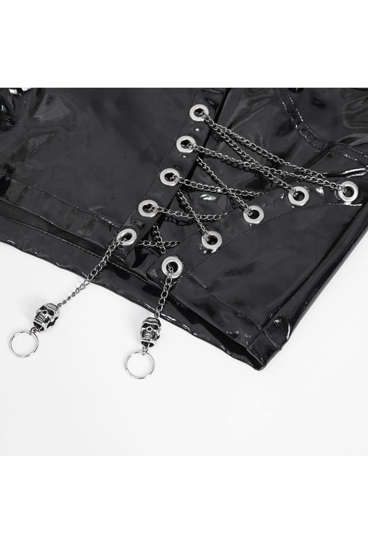 Black Slim Womens Steampunk Shorts - Product - 9
