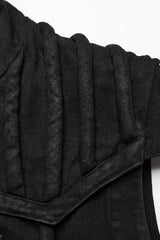 Black Stand Collar High Waisted Slim Men's Gothic Long Vest - Product - 8