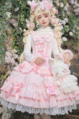 Sweet Multi-Layered Ruffle Bowknot Lace Princess Ballet Lolita Jsk Dress 4 Colors - Product - 9