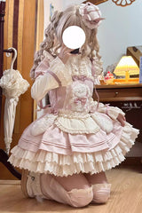Pink [Rabbit Trap] Short Sleeves Triple-Layered Ruffle Bowknot Sweet Lolita Dress - Product - 5
