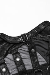 Black Sleeveless Hooded Mesh Women's Punk Harness Vest - Product - 6
