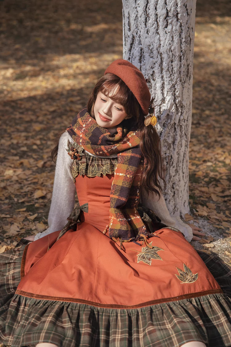 [Autumn Chronicles] Sleeveless Printed Ruffled Embroidered Spliced Slim Sweet Lolita Jsk Dress - Product - 10
