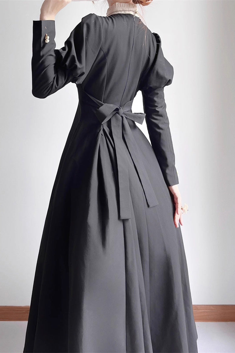 Black Nun Long Puff Sleeves High Waisted Gothic Plus Size Lolita Dress - Product - 6