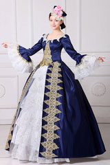 Hime Sleeves High Waisted Square Collar Embroidery Flower Print Victorian Lolita Prom Dress - Product - 2