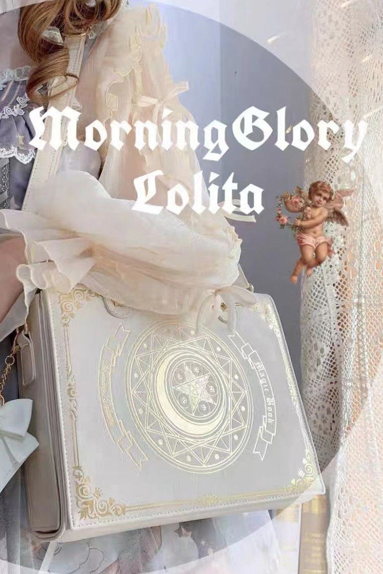 Star Moon Magic Book Print Sweet Lolita Crossbody Bag 3 Colors - White - 5