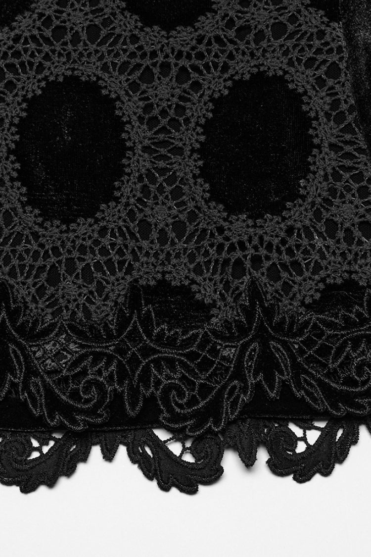Black Long Puff Sleeves Print Embroidery Women's Gothic Blouse - Product - 7