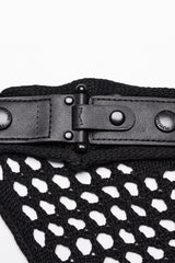 Black V Collar Knitted Hollow Mesh Women's Gothic Dress - Product - 5