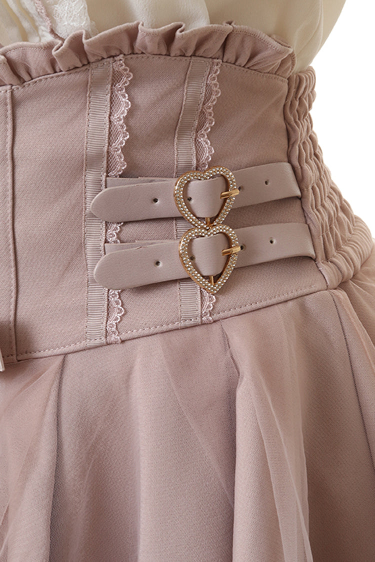 Japanese High Waisted Ruffle Mesh Belt Buckles Jirai Kei Skirt 3 Colors - Product - 8