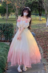 Gradient Pink Gorgeous Bowknot Strawberry Princess Hanayome Sweet Lolita Jsk Dress - Pink - 1