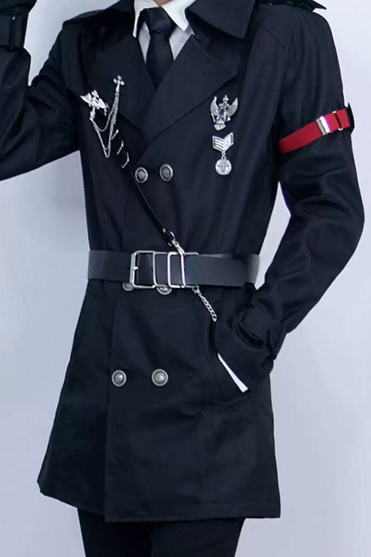 Black [The Judge] Long Sleeves Gothic Military Handsome Ouji Lolita Coat - Product - 9