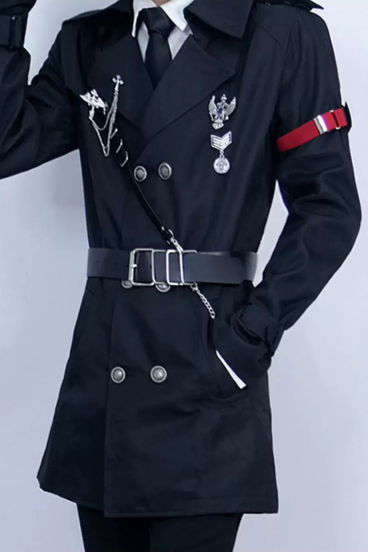 Black [The Judge] Long Sleeves Gothic Military Handsome Ouji Lolita Coat - Product - 9