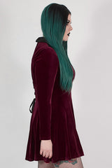 Red Velvet Front Chest Hollow-Out Decals Back Lace-Up Long Sleeve Plus Size Women's Gothic Dress - Product - 2