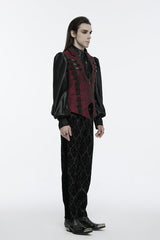 Red Sleeveless Jacquard Buckle Zip Men's Gothic Waistcoat - Product - 2