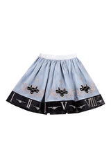 Blue [The Clock Rabbit's Card Game] Sleeveless Jacquard Ruffled Embroidered Bow Lace-Up Gothic Lolita Jsk Dress - Skirt(Only) - 15