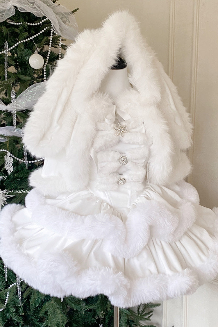 White [Holiday] Double-Layered Bowknot Sweet Princess Lolita Strapless Dress - Product - 2