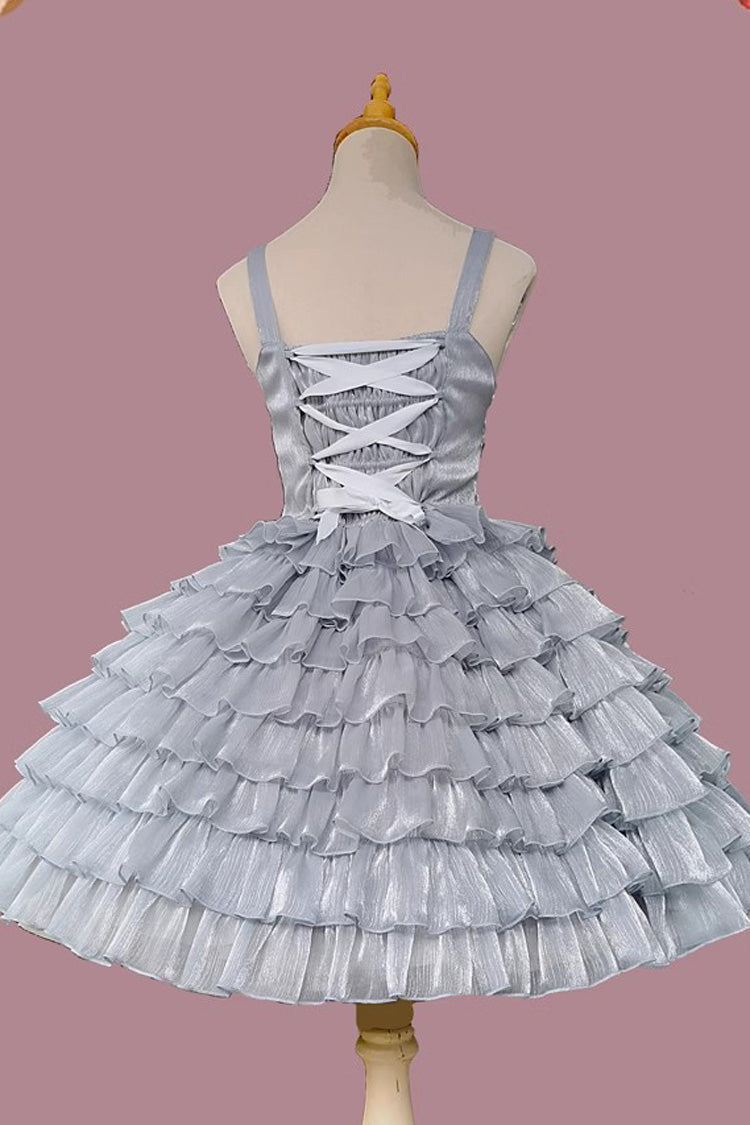 Multi-layer Plaid Print Ruffle Bowknot Sweet Lolita Tiered Dress 3 Colors - Product - 17