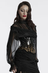 Black/Coffee Gradient Patent Leather Women's Gothic Underbust Corset - Product - 2