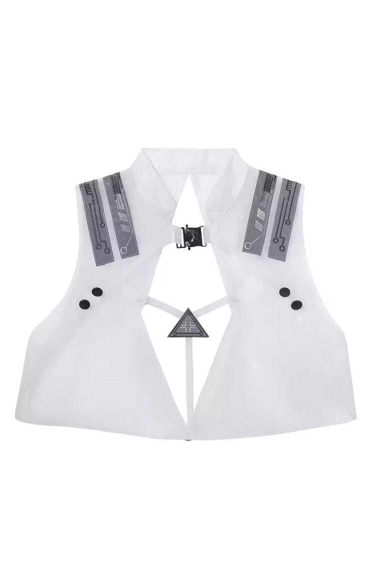 ホワイト [Tech Light Realm] ノースリーブ プリント Sci-Fi Techwear 未来的パンクロリータ ジャンパースカート（JSK） セット 商品画像