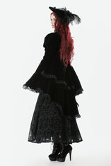 Black Long Puff Sleeves Multi-Layered Ruffled Lace Hem High Low Women's Gothic Coatlet - Product - 11