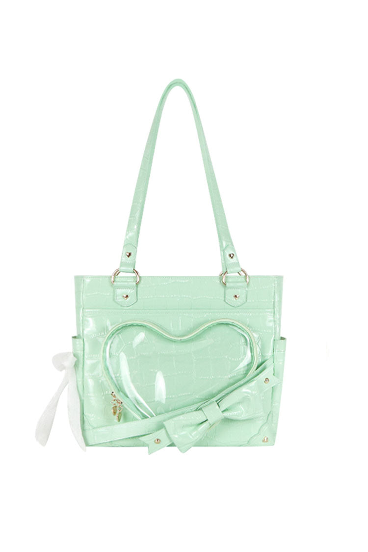 Floating Amber Transparent Love Bowknot Sweet Elegant Lolita Shoulder Bag 4 Colors - Green - 3