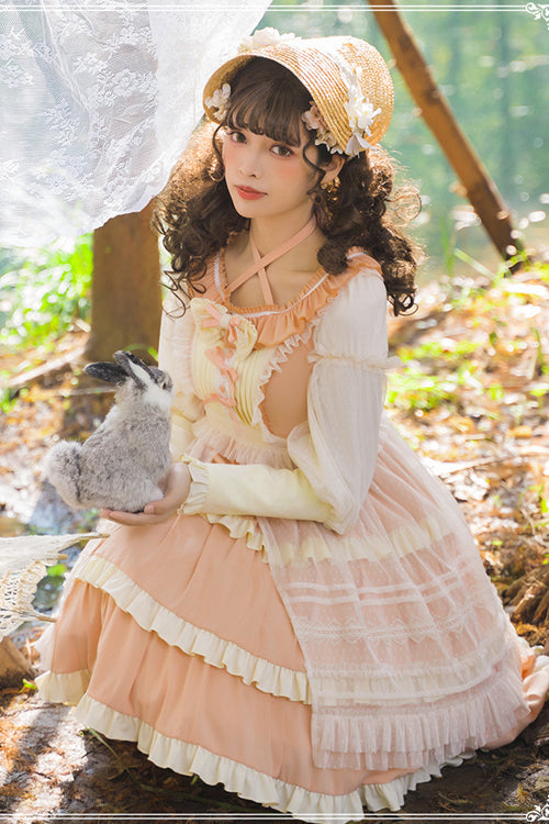 Round Collar Long Sleeve High Waist Multi-Layer Ruffled Sweet Lolita OP Dress - Product - 5