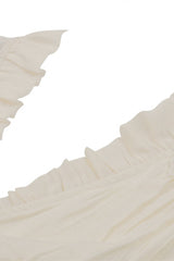 White V Collar Ruffled Long Trumpet Sleeves Women's Steampunk Blouse - Product - 13