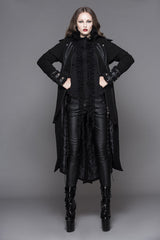 Black Fake Two Pieces Game Style Woollen Womens Punk Coats - Product - 4