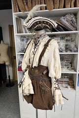 Pirate Series Navigation Treasure Hunting Guide High Waisted Embroidery Ouji Handsome Lolita Shorts 2 Colors - Brown - 2