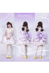 Purple Big Bowknot Metal Heart Nameplate Lolita Backpack - Product - 8