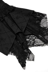 Black Square Collar Long Trumpet Sleeves Rose Print Lace Women's Gothic Elegant Dress - Product - 6
