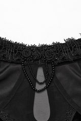 V Collar Off Shoulder Hollow Stitching Mesh Women's Gothic Dress 2 Colors - Product - 13