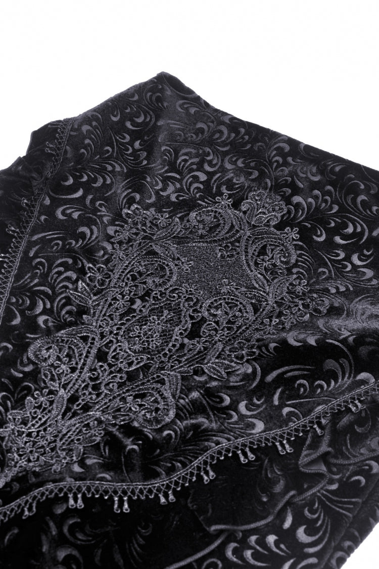 Black Jacquard Lace Lace-Up Women's Gothic Dovetail Wrap Skirt - Product - 10