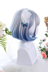 Sweet Gradient Lolita Light Air Bangs Bob With Inward Curly Short Hair Wig 2 Colors - Product - 3