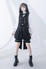 Black Anxious Rabbit Ouji Fashion Gothic Lolita Vest - Product - 8