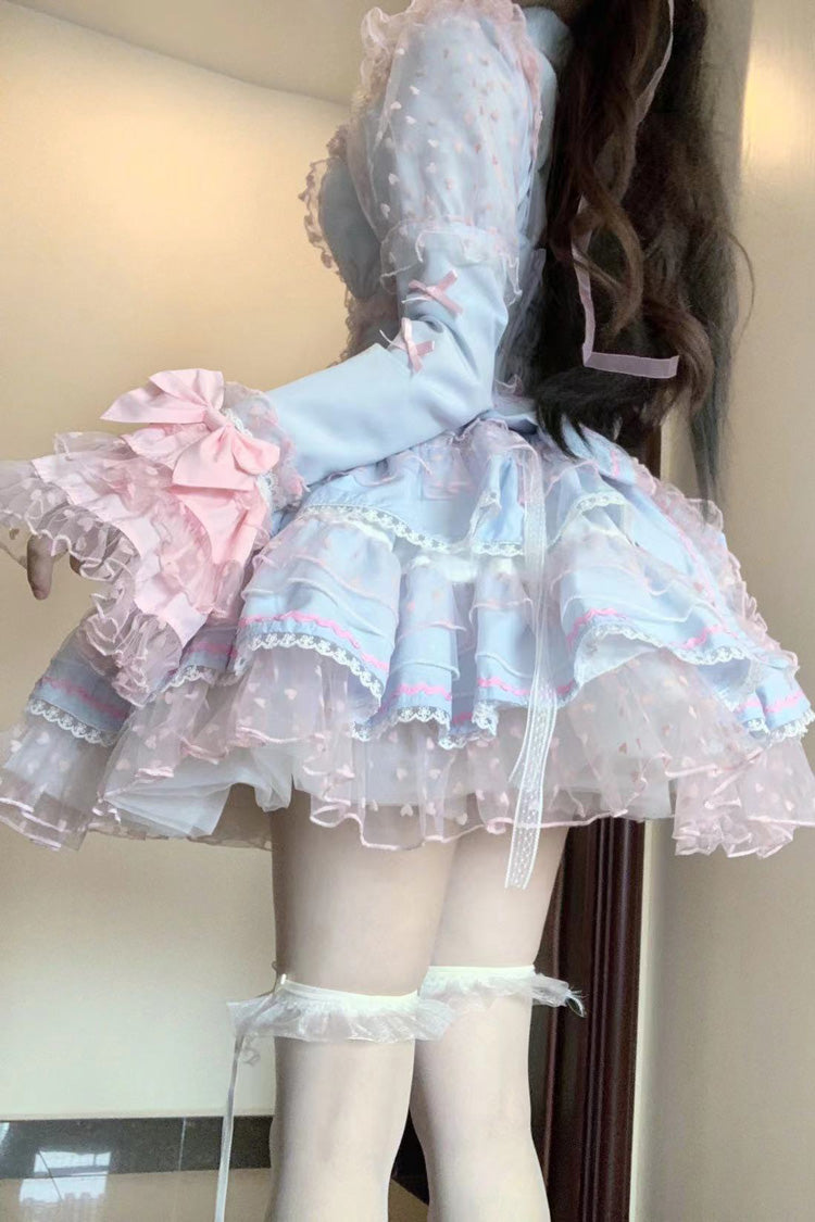 Blue/Pink Pray Multi-Layered Ruffle Lace Sweet Princess Lolita Jsk Dress - Product - 6