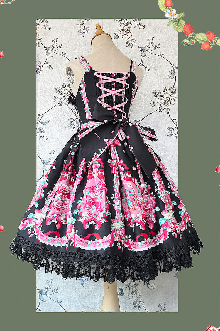 [Strawberry Chef] Sleeveless Print Bowknot Lace Sweet Lolita Jsk Dress 4 Colors - Product - 14