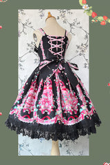 [Strawberry Chef] Sleeveless Print Bowknot Lace Sweet Lolita Jsk Dress 4 Colors - Product - 14