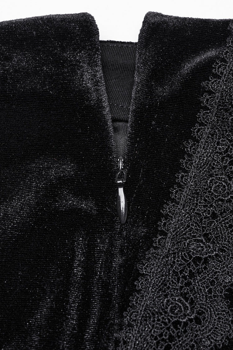 Black Ruffle Stitching Lace Women's Gothic Fishtailed Skirt - Product - 8