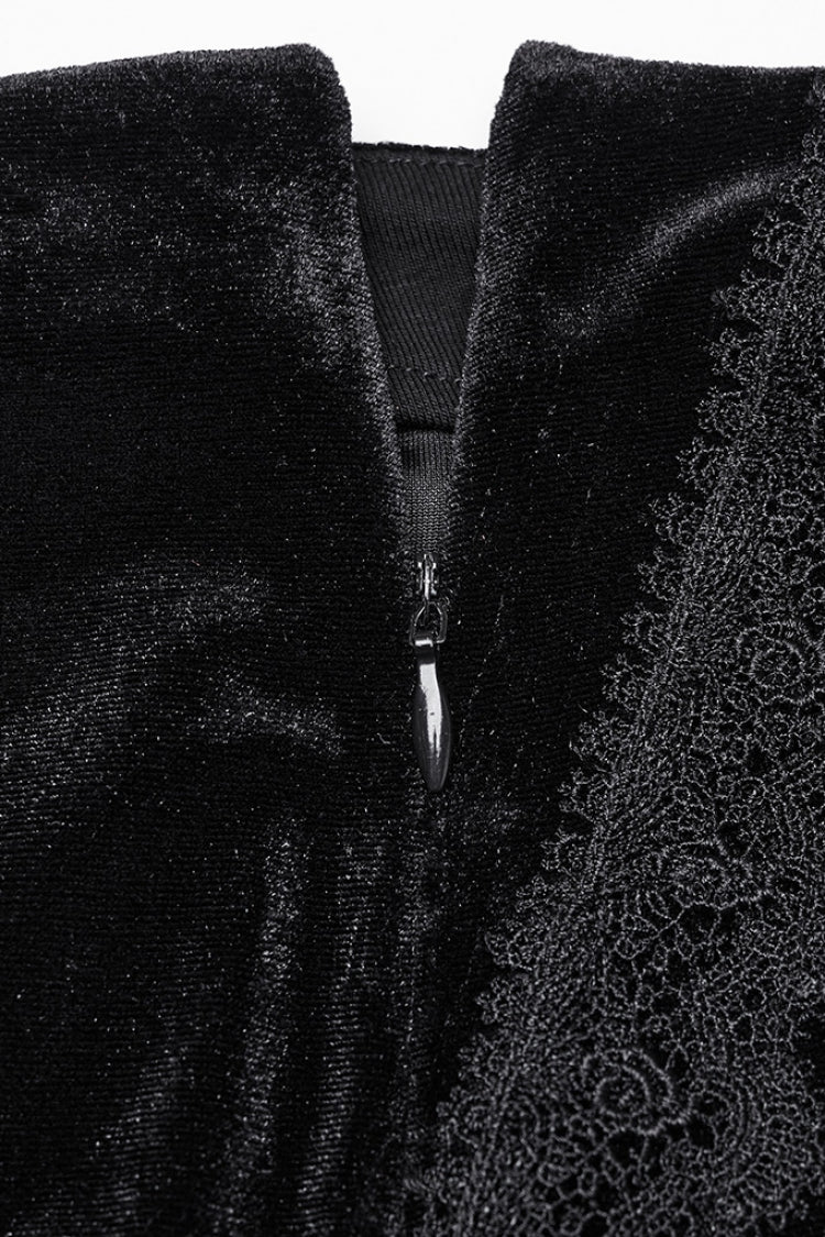 Black Ruffle Stitching Lace Women's Gothic Fishtailed Skirt - Product - 8
