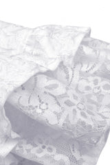 White Sleeveless High/Low Multi-Layered Jacquard Lace Lace-Up Women's Gothic Slip Wedding Graduation Dress - Product - 17